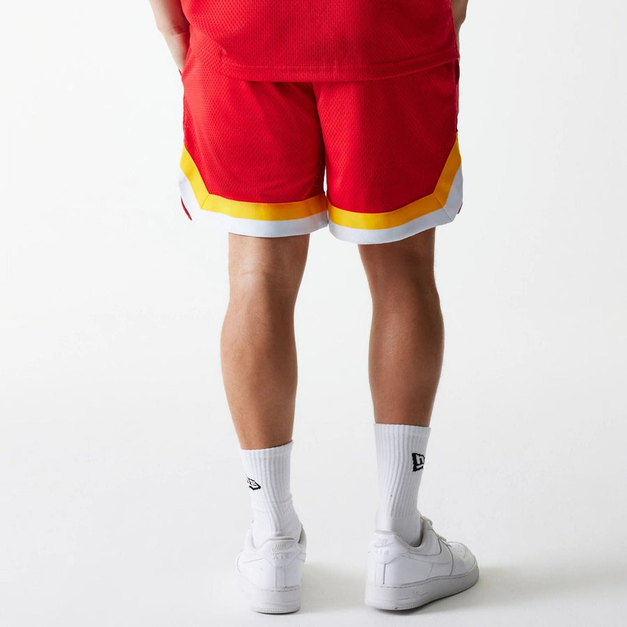 The Male model is wearing Kansas City Chiefs NFL Mesh Red Shorts 2