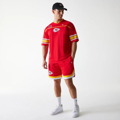 The Male model is wearing Kansas City Chiefs NFL Mesh Red Shorts 7