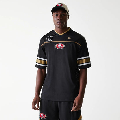 The Male model is wearing San Francisco 49ers NFL Mesh Black Jersey 1