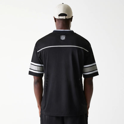 The Male model is wearing Las Vegas Raiders NFL Mesh Black Jersey 2