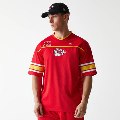 The Male model is wearing Kansas City Chiefs NFL Mesh Red Jersey 1