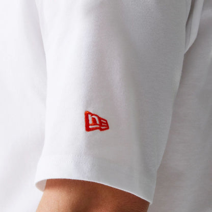 The Male model is wearing New Era Graphic White Oversized T-Shirt 7