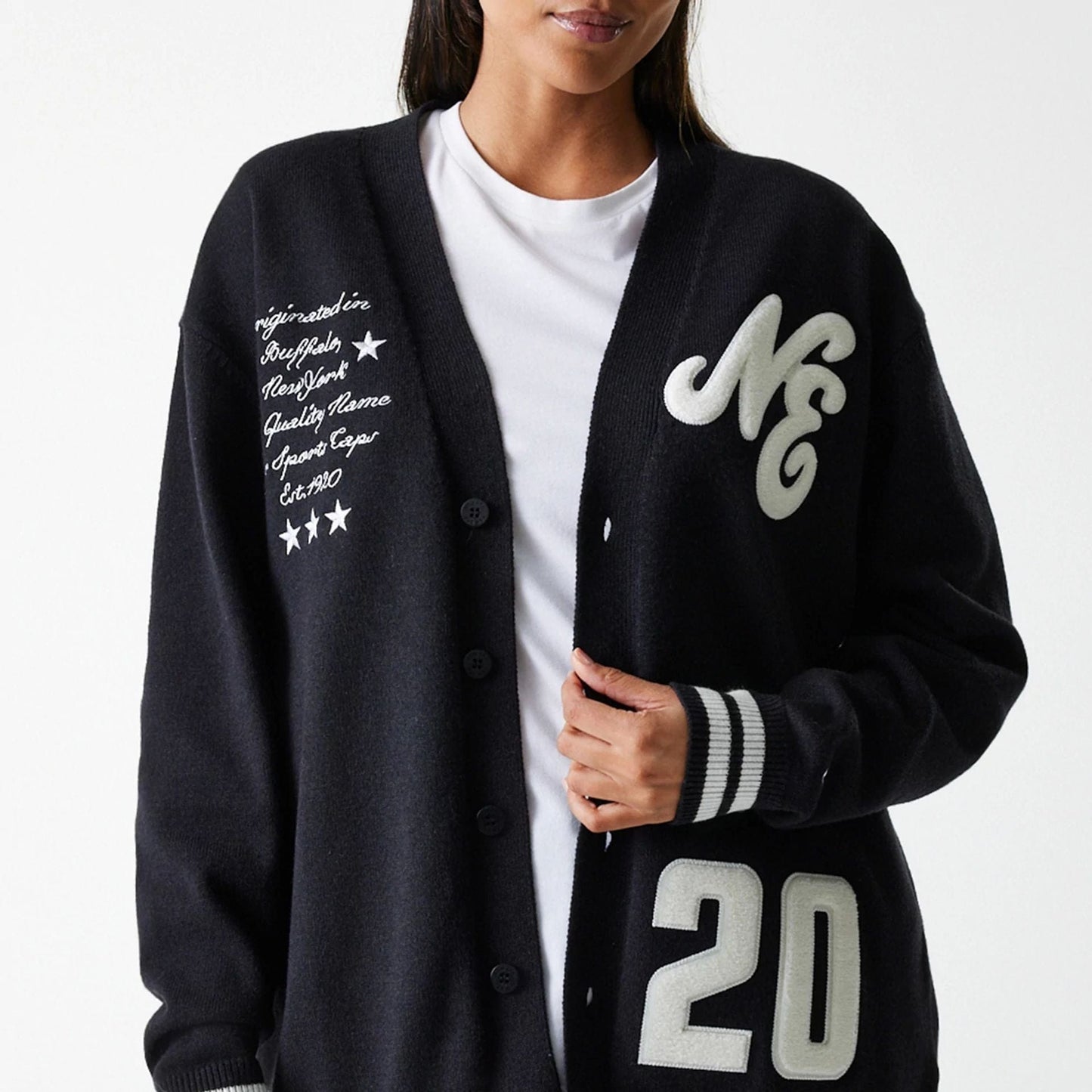 The Male model is wearing New Era Knit Black Cardigan 5