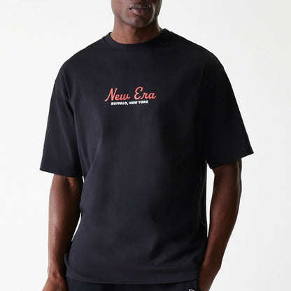 The Male model is wearing New Era Animal Graphic Black Oversized T-Shirt 3