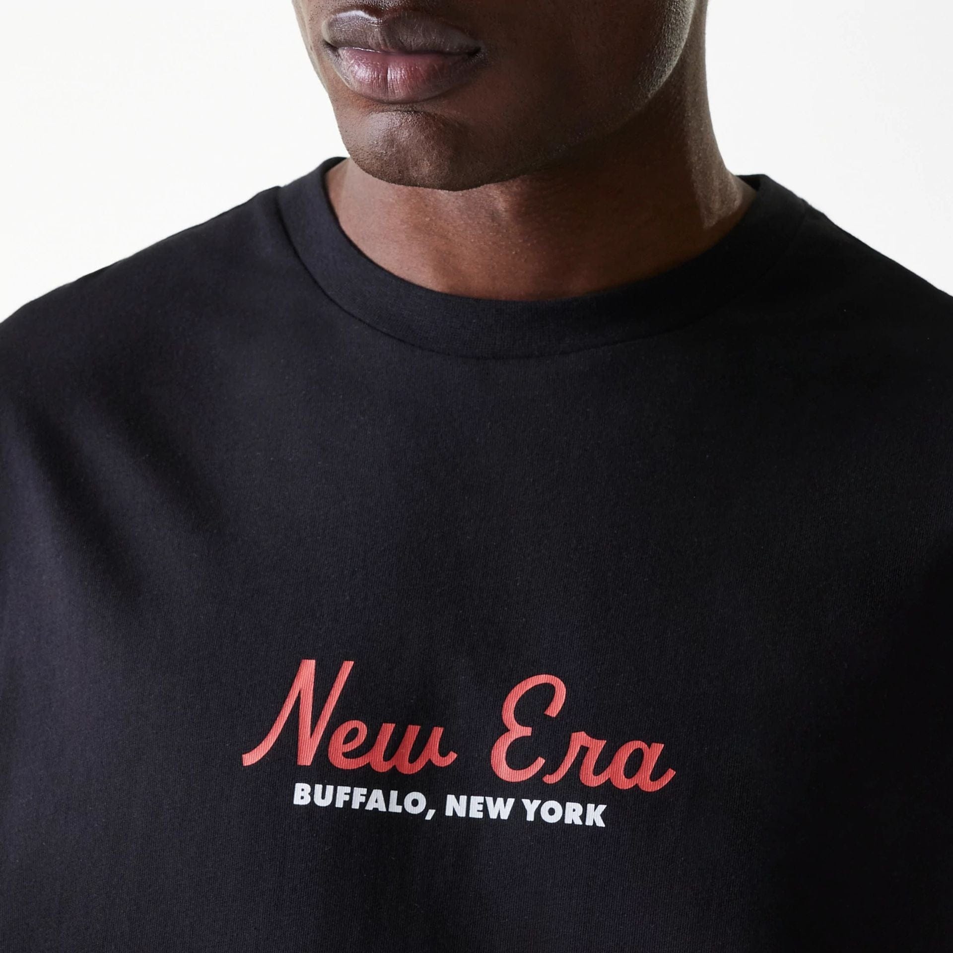The Male model is wearing New Era Animal Graphic Black Oversized T-Shirt 4