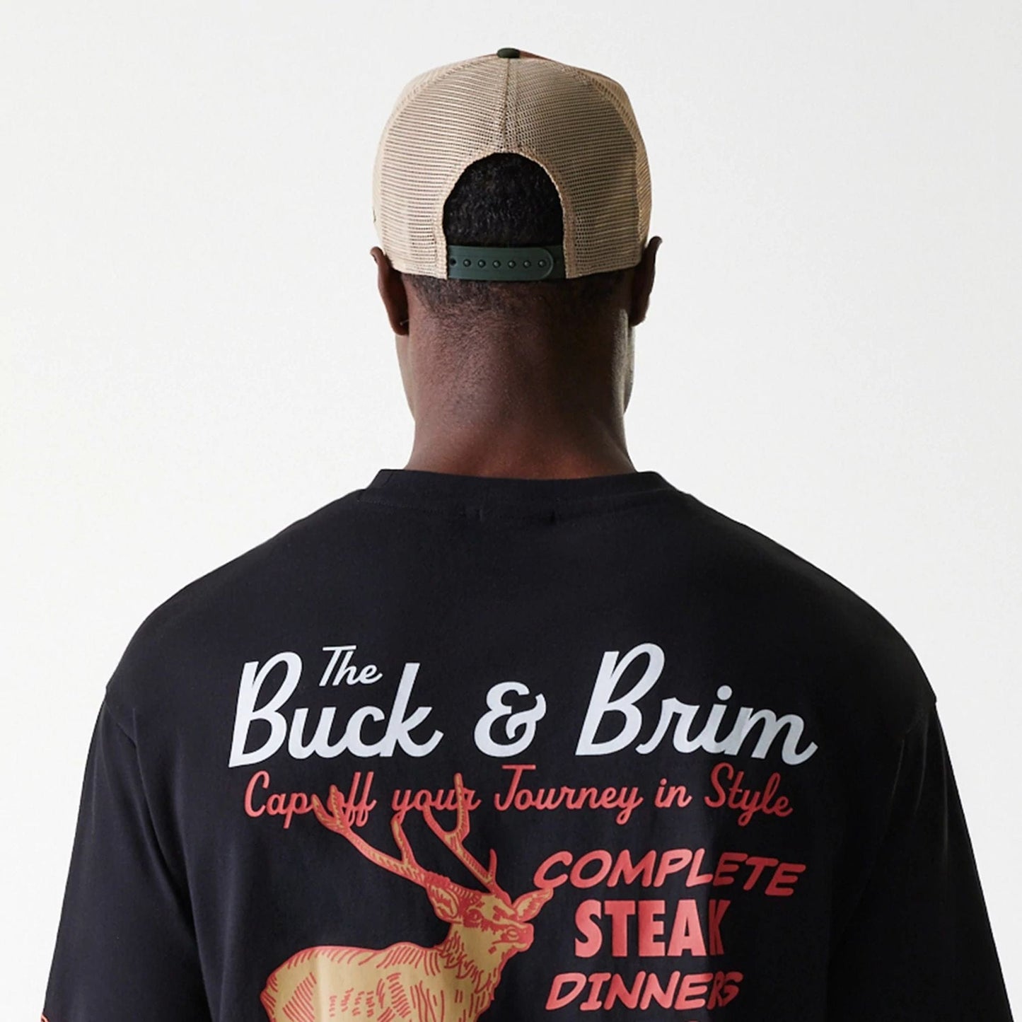 The Male model is wearing New Era Animal Graphic Black Oversized T-Shirt 6