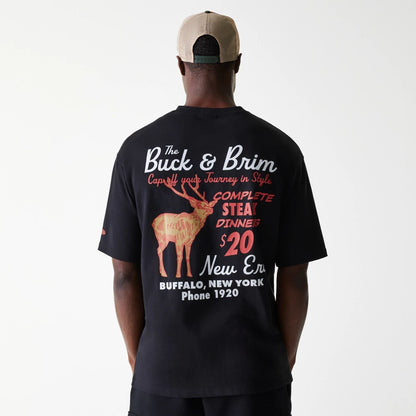 The Male model is wearing New Era Animal Graphic Black Oversized T-Shirt 2