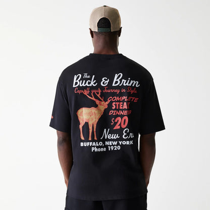 The Male model is wearing New Era Animal Graphic Black Oversized T-Shirt 2
