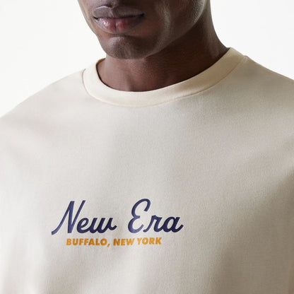 The Male model is wearing New Era Animal Graphic Light Beige Oversized T-Shirt 5