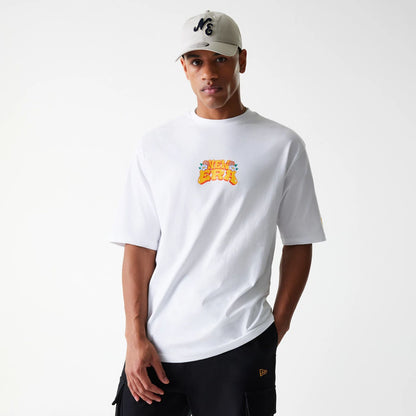 The Male model is wearing New Era Graphic White Oversized T-Shirt 3