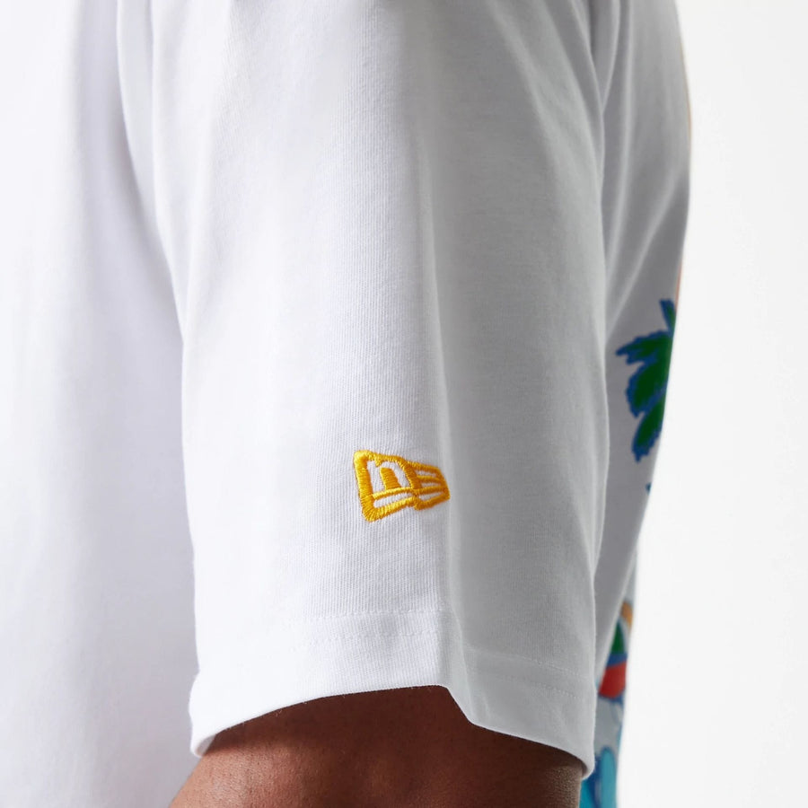 The Male model is wearing New Era Graphic White Oversized T-Shirt 7