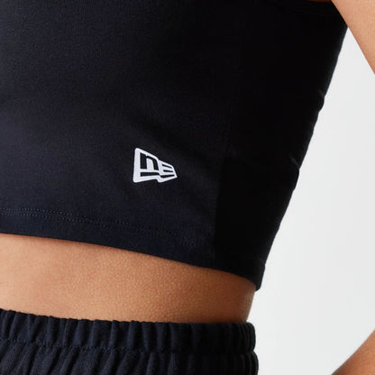 The Female model is wearing New York Yankees Womens MLB Midi League Essential Black Crop Tank Top 5