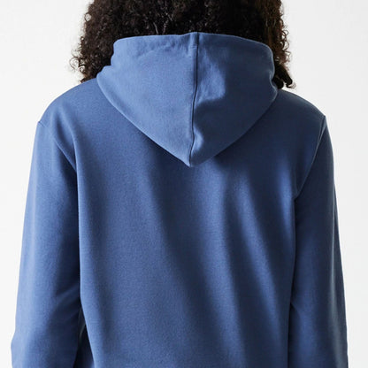 The Female model is wearing LA Dodgers Womens MLB Midi League Essential Dark Blue Pullover Hoodie 7