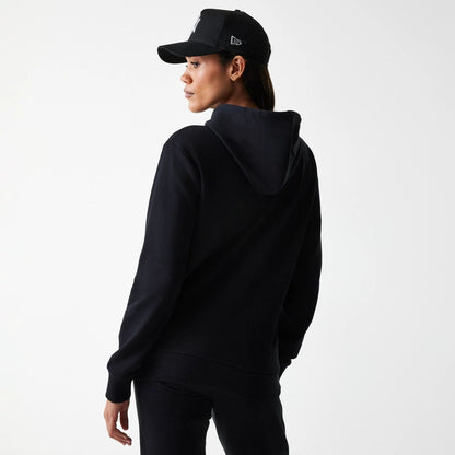 The Female model is wearing New York Yankees Womens MLB Midi League Essential Black Pullover Hoodie 2