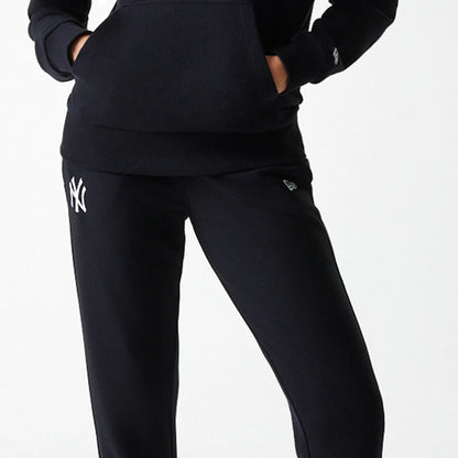 The Female model is wearing New York Yankees Womens MLB Midi League Essential Black Joggers 2
