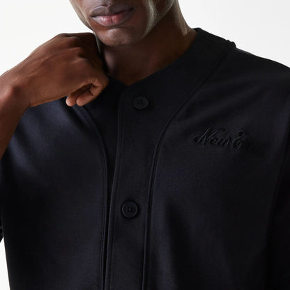 The Male model is wearing New Era Pinstripe Black Jersey 4