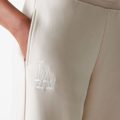 The Female model is wearing LA Dodgers Womens MLB Tonal Light Beige Straight Leg Joggers 3