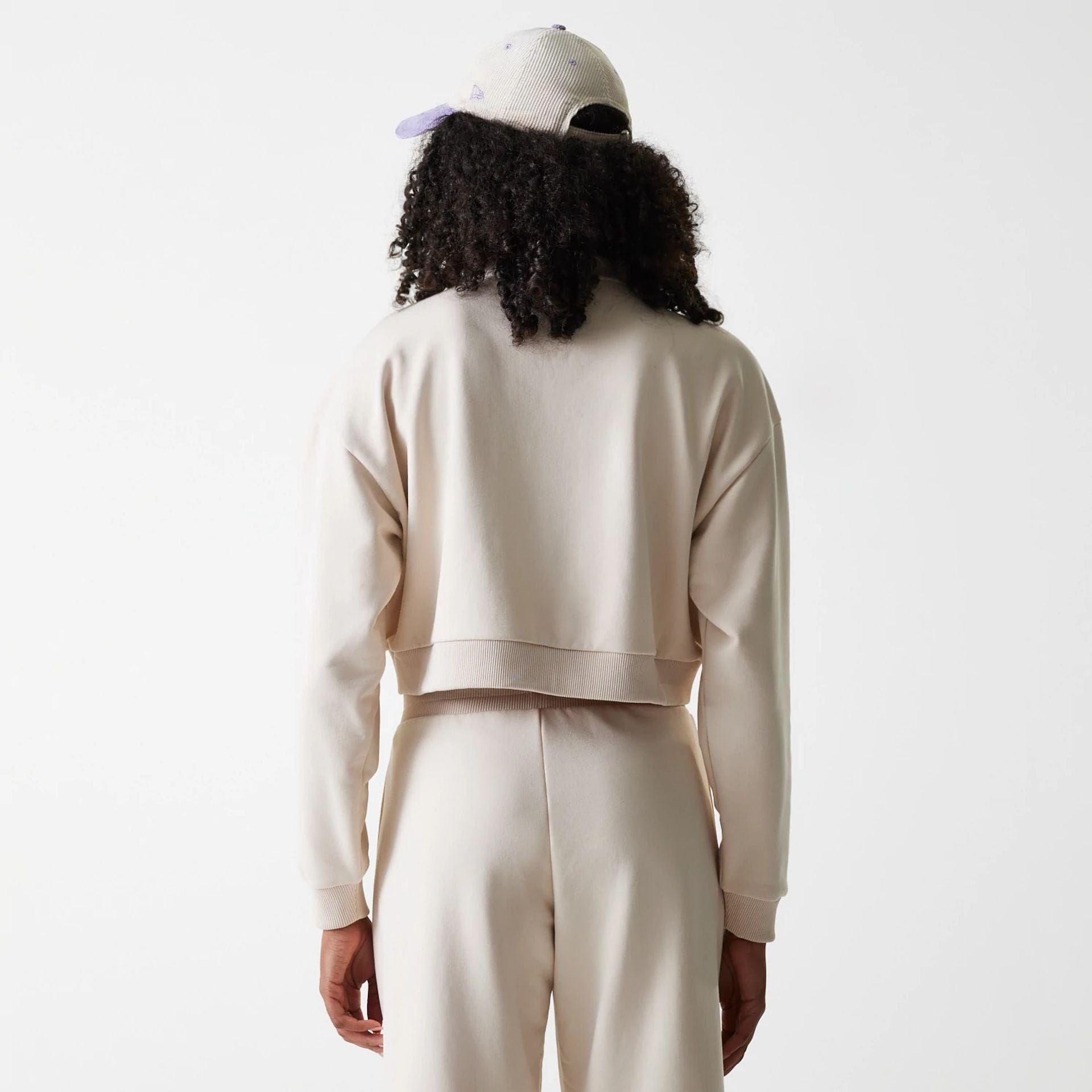 Womens MLB Tonal LA Dodgers Light Beige Cropped 1/4 Zip Sweater