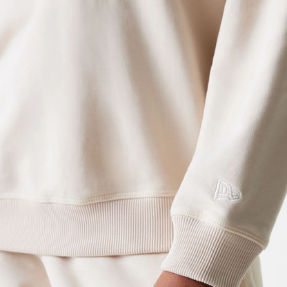 The Female model is wearing LA Dodgers Womens MLB Tonal Graphic Light Beige Oversized Crew Neck Sweater 5