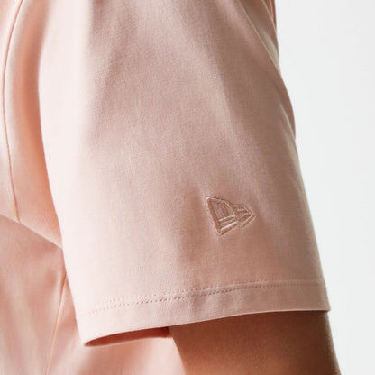 The Female model is wearing New York Yankees Womens MLB Tonal Graphic Pastel Pink Oversized T-Shirt 8