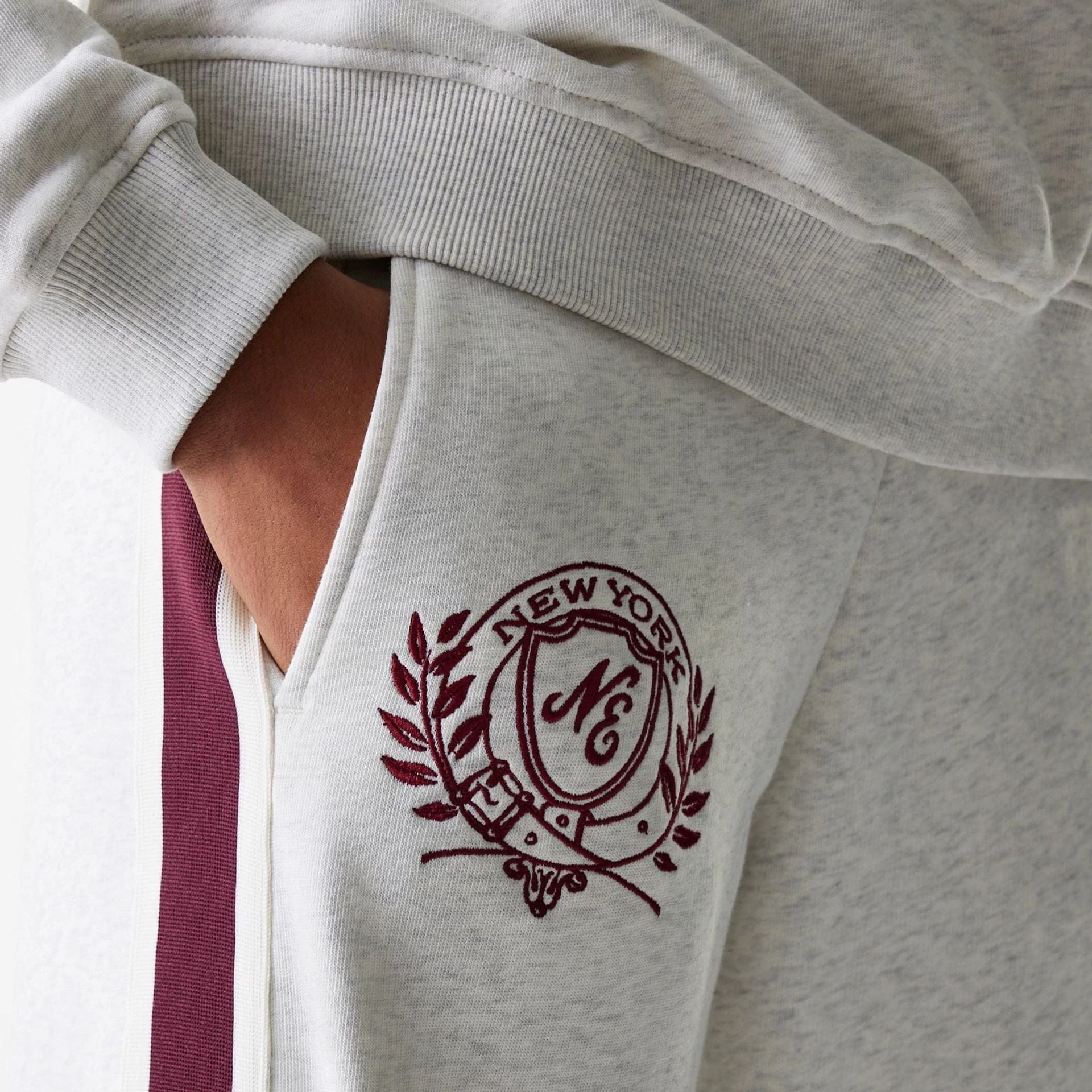 The Female model is wearing Womens New Era Pastel Grey Straight Leg Joggers 3