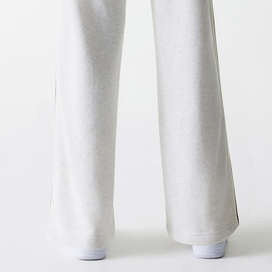 The Female model is wearing Womens New Era Pastel Grey Straight Leg Joggers 6