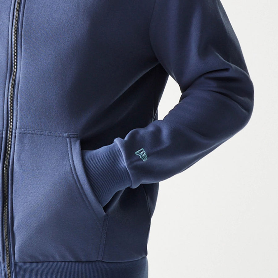 The Male model is wearing LA Dodgers MLB Midi League Essential Dark Blue Oversized Full Zip Hoodie 5