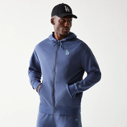 The Male model is wearing LA Dodgers MLB Midi League Essential Dark Blue Oversized Full Zip Hoodie 1