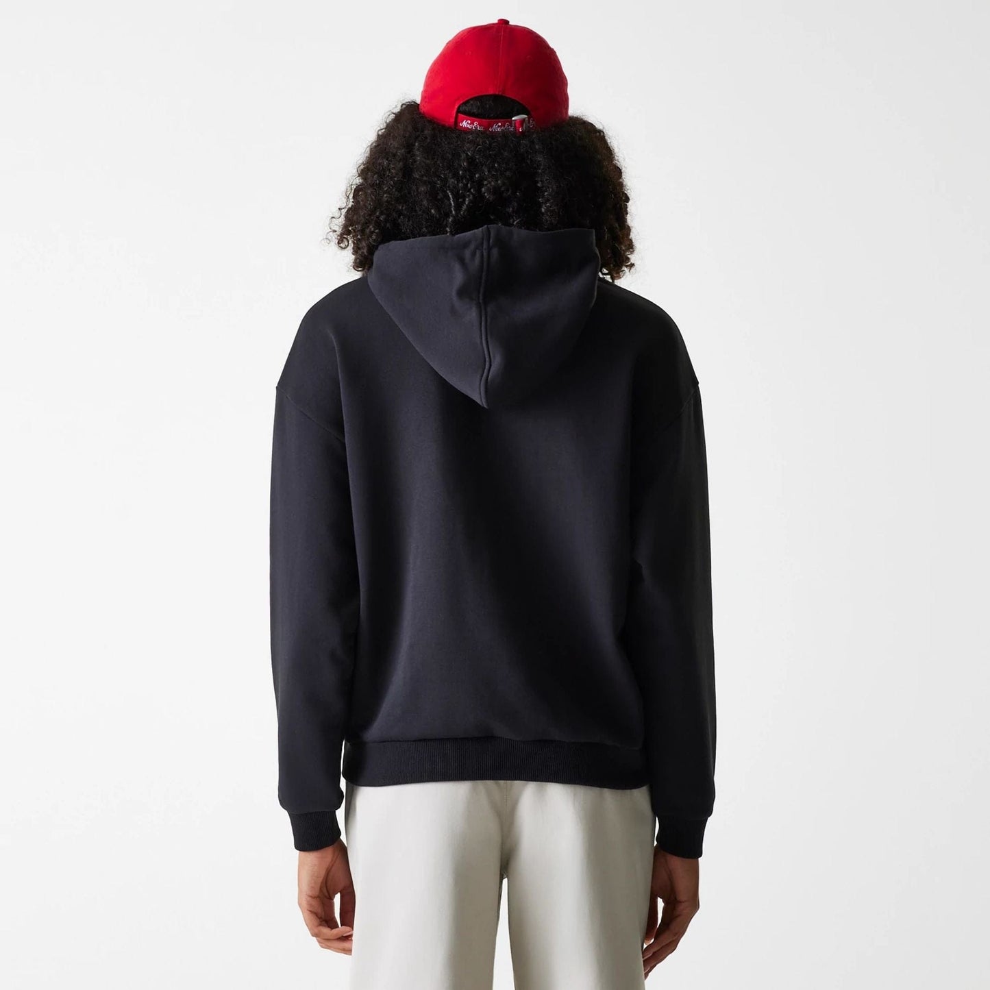 The Female model is wearing Womens New Era Crest Black Pullover Hoodie 2