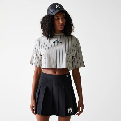 The Female model is wearing New York Yankees Womens MLB Black Tennis Skirt 1