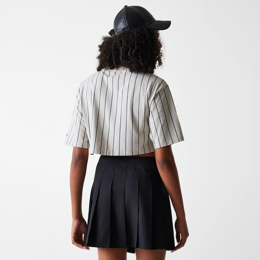 The Female model is wearing New York Yankees Womens MLB Black Tennis Skirt 2
