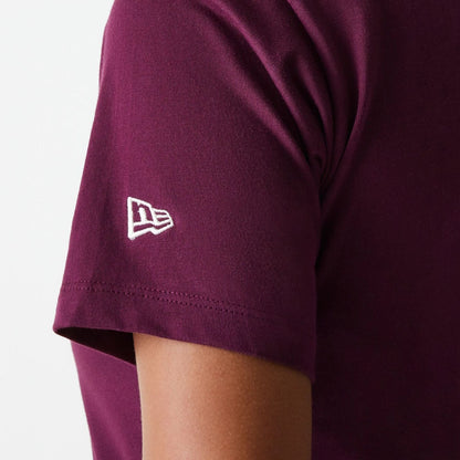 The Female model is wearing Womens New Era Crest Dark Red T-Shirt 6