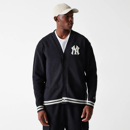 The Male model is wearing New York Yankees MLB Knit Black Cardigan 3