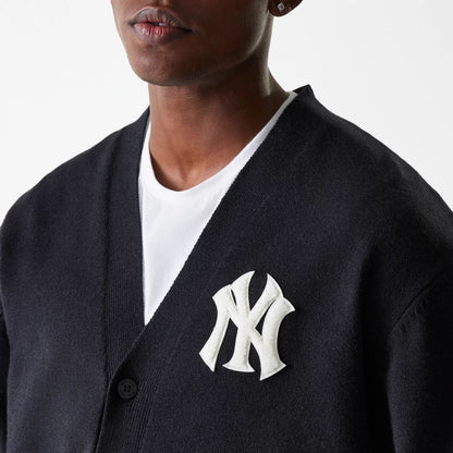 The Male model is wearing New York Yankees MLB Knit Black Cardigan 6
