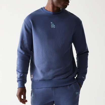 The Male model is wearing LA Dodgers MLB Midi League Essential Dark Blue Oversized Crew Neck Sweater 7