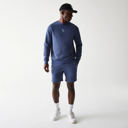 The Male model is wearing LA Dodgers MLB Midi League Essential Dark Blue Oversized Crew Neck Sweater 5