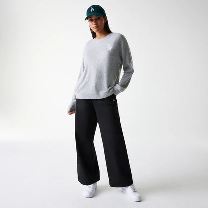 The Female model is wearing LA Dodgers Womens MLB Knit Grey Crew Neck Sweater 8