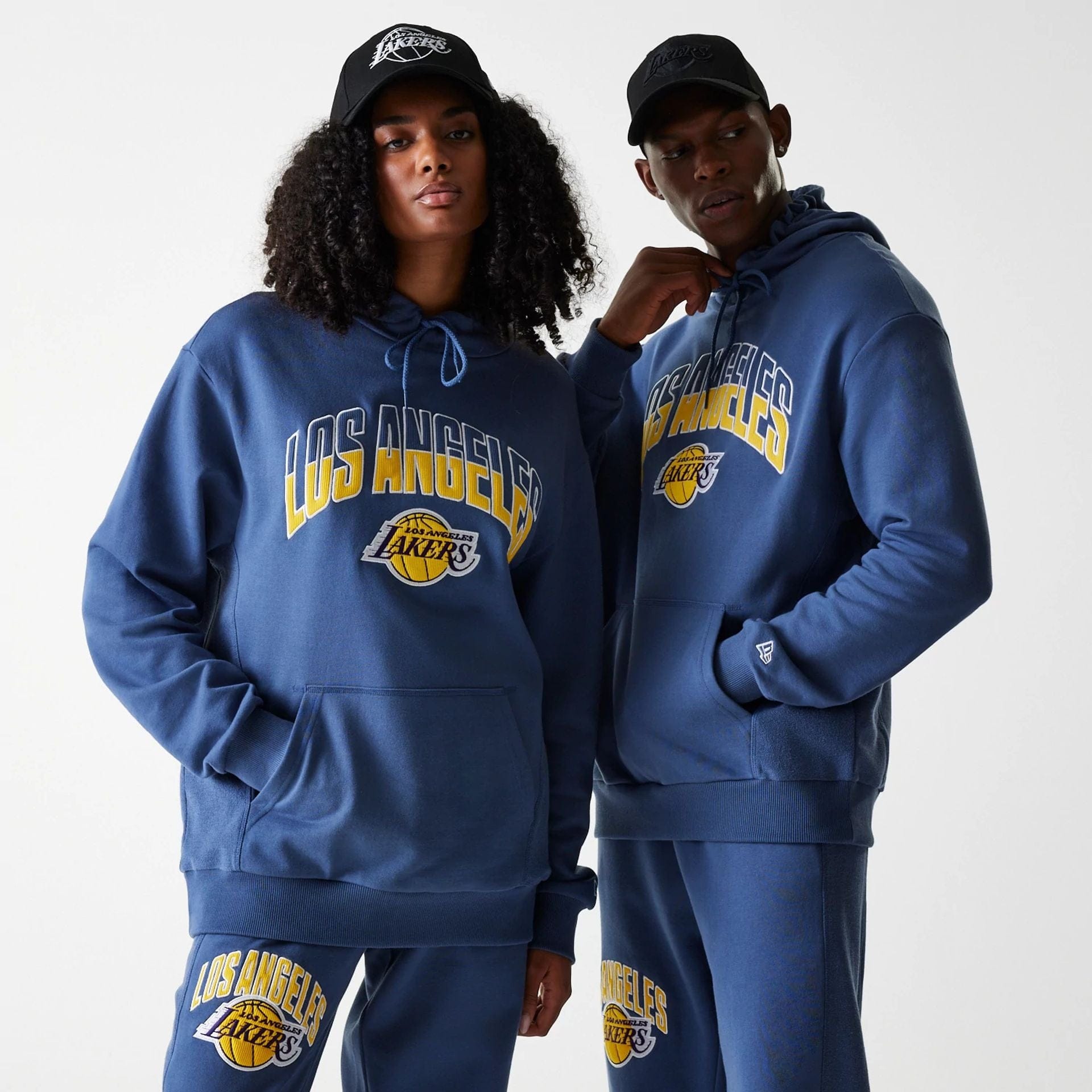 NBA Arch Graphic LA Lakers Dark Blue Oversized Pullover Hoodie