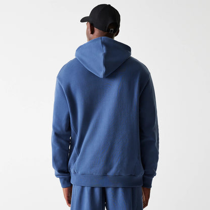 The Male model is wearing LA Lakers NBA Arch Graphic Dark Blue Oversized Pullover Hoodie 2