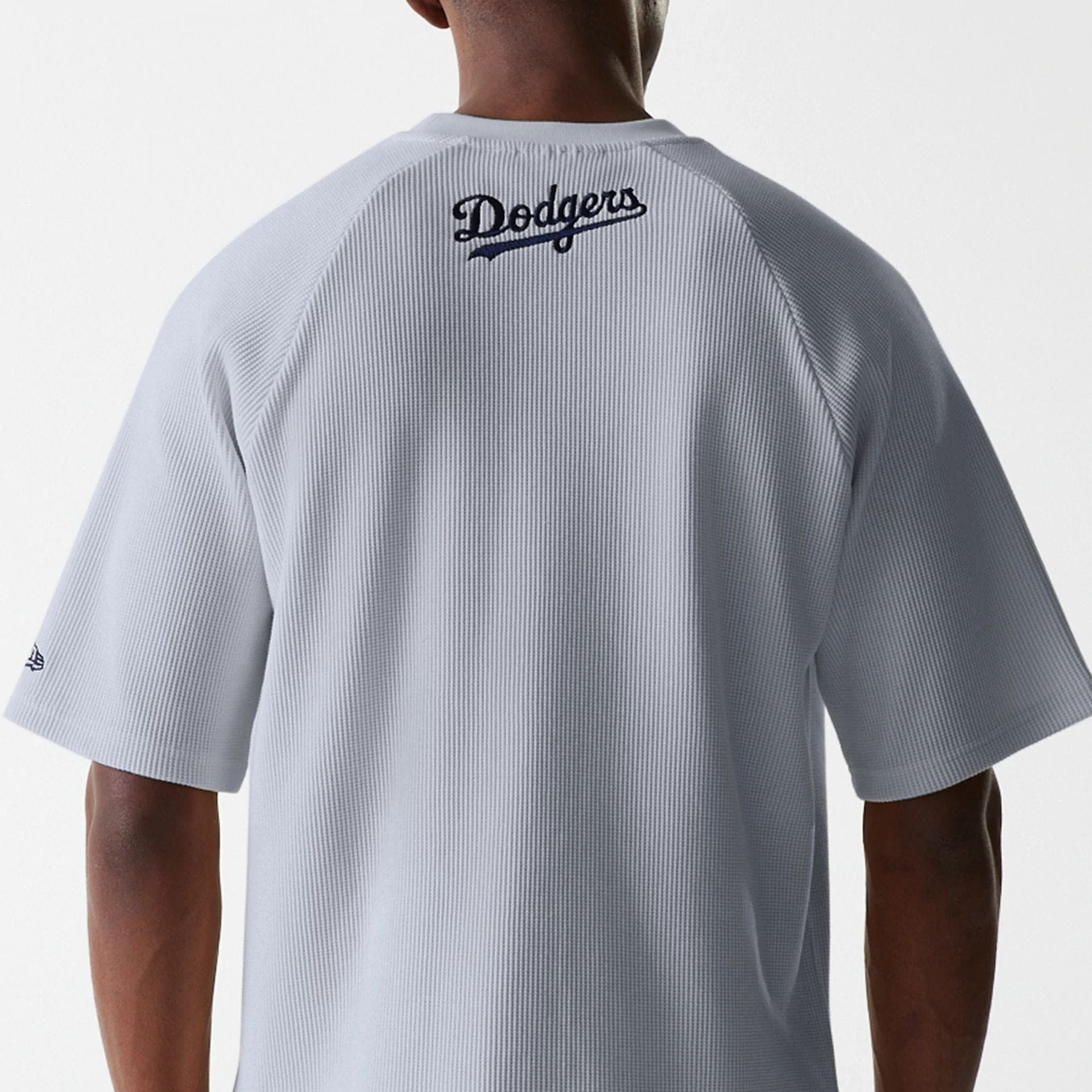 The Male model is wearing LA Dodgers MLB Waffle Grey Oversized T-Shirt 8