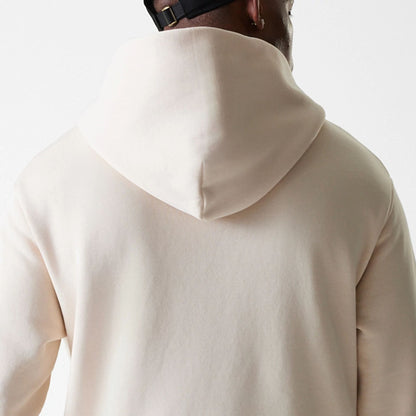 The Male model is wearing New Era Tech Light Beige Oversized Pullover Hoodie 8