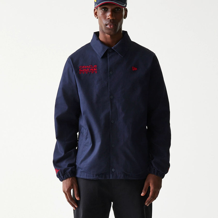 The Male model is wearing Red Bull Racing Dark Blue Oversized Coach Jacket 6