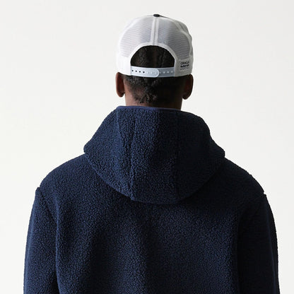 The Male model is wearing Red Bull Racing Dark Blue Hooded Sherpa Jacket 6
