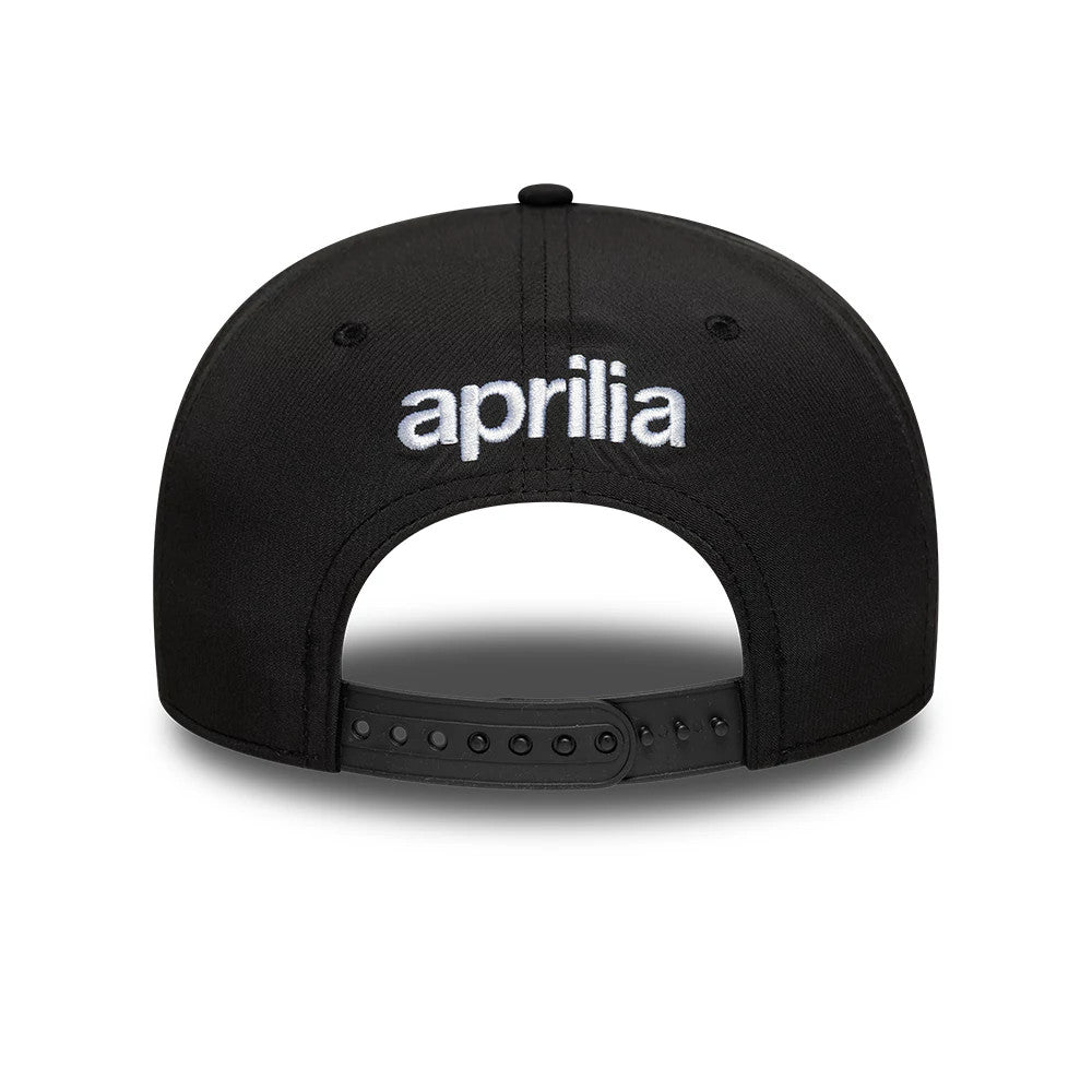 This is a Aprilia Patch Black 9SEVENTY Stretch Snap Adjustable Cap 5