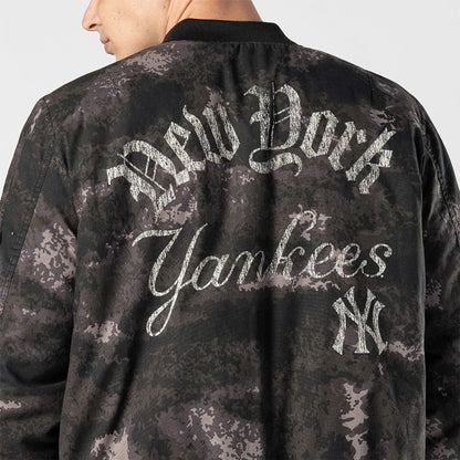 The Male model is wearing New York Yankees MLB X Alpha Black Bomber Jacket 4
