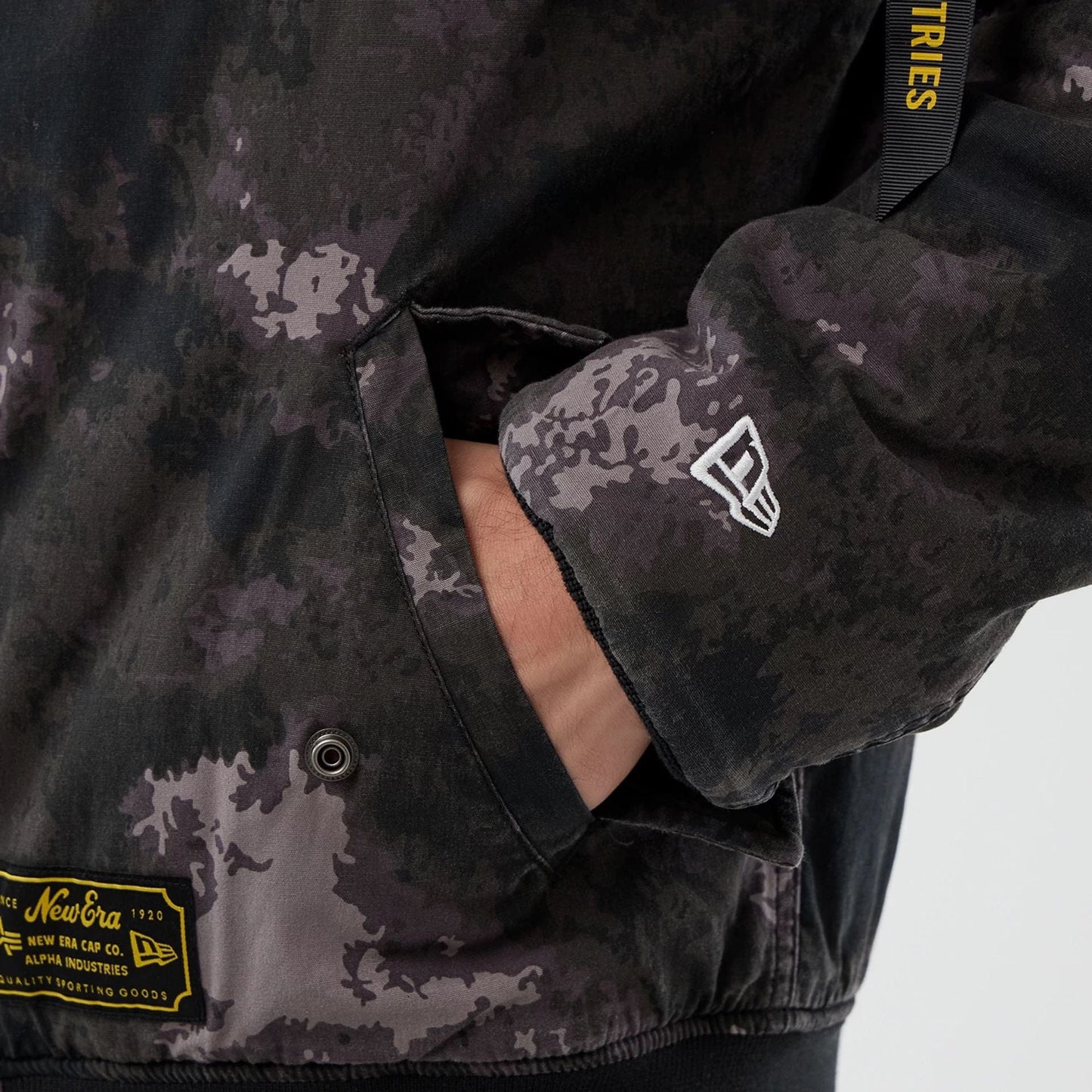 The Male model is wearing LA Dodgers MLB X Alpha Black Bomber Jacket 4