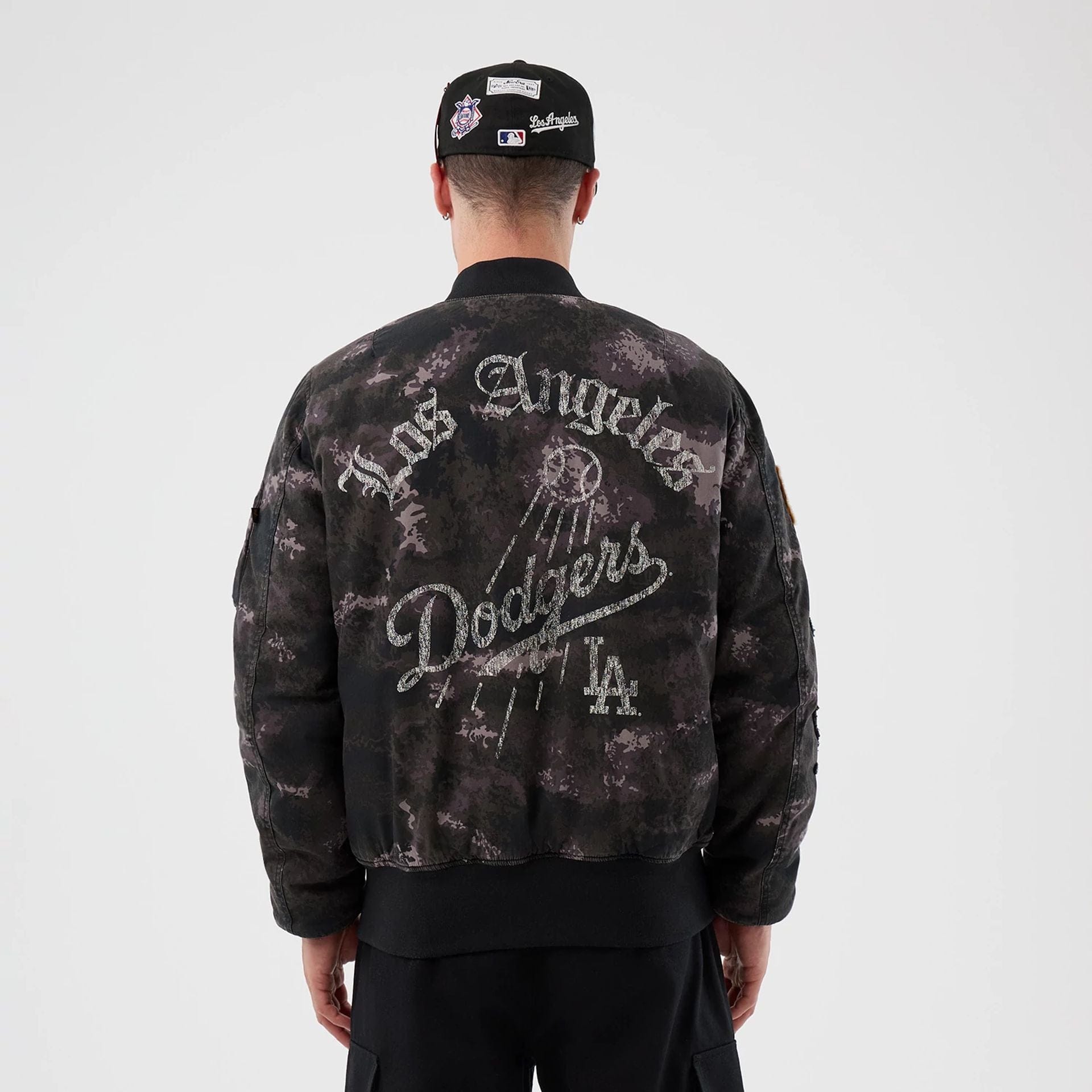 MLB X Alpha Pattern LA Dodgers Black Bomber Jacket | NEC EU