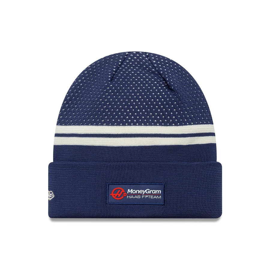 This is a MoneyGram Haas F1 Engineered Navy Cuff Knit Beanie Hat 2