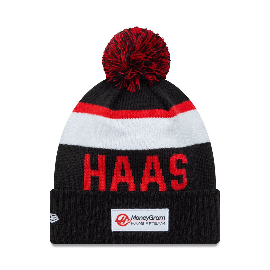This is a MoneyGram Haas F1 Black Sport Knit Beanie Hat 2