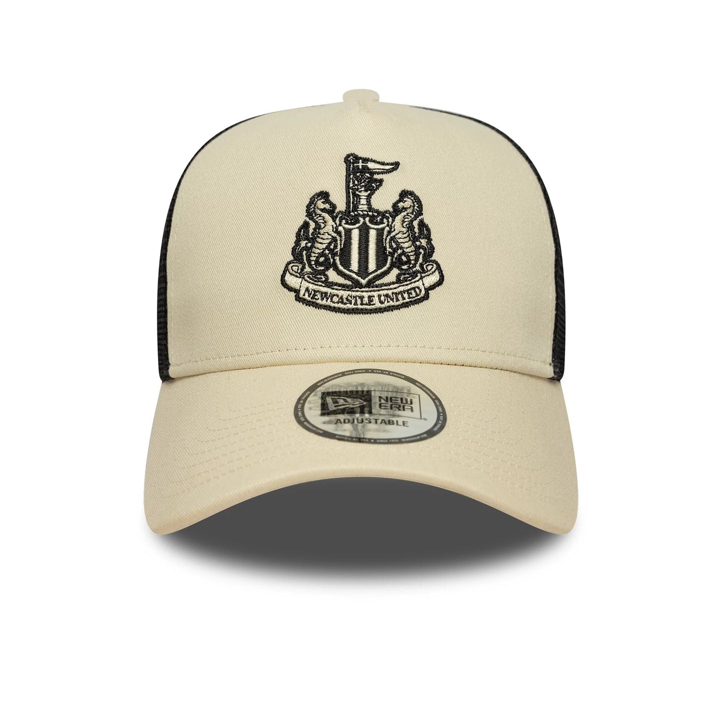This is a Newcastle United FC Seasonal Cream 9FORTY E-Frame Trucker Adjustable Cap 2